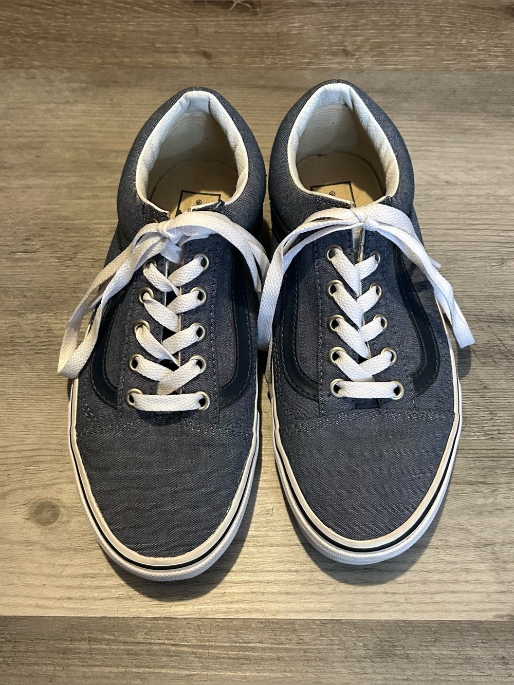 Women’s 7.5 Men’s 6 Blue White Lace Up Vans Shoes Sneakers